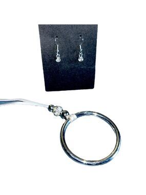 Paparazzi Bling into Focus Silver Necklace with Matching Rhinestone Earrings